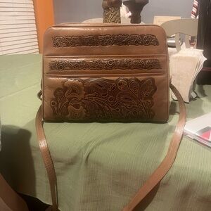 Elegant Brown Embossed Leather Bag